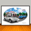 1974 Chevrolet Corvette Esso Garage Car Art Print - 13" X 19" UNFRAMED