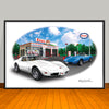1974 Chevrolet Corvette Esso Garage Car Art Print - 13" X 19" UNFRAMED