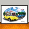 1974 Chevrolet Corvette Esso Garage Car Art Print - 13" X 19" UNFRAMED