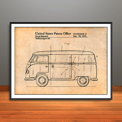 1975 VW Volkswagen Bus Patent Print - Unframed