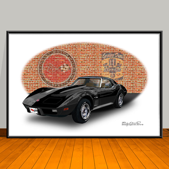 1976 Chevrolet Corvette Car Art Print - 13" X 19" UNFRAMED