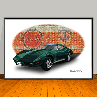 1976 Chevrolet Corvette Car Art Print - 13" X 19" UNFRAMED
