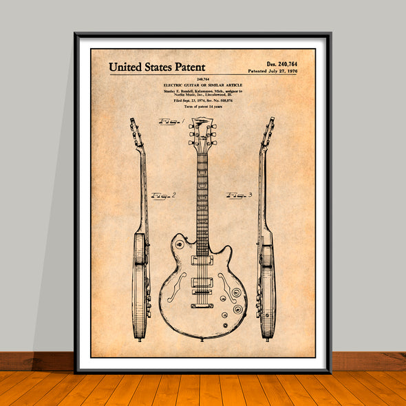 1976 Gibson Norlin Electric Guitar Patent Print - Unframed