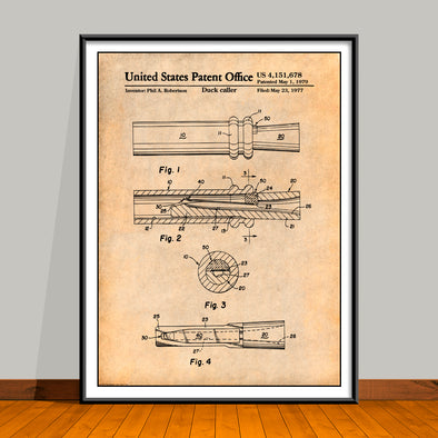 1979 Duck Dynasty Duck Call Phil Robertson Patent Print - Unframed