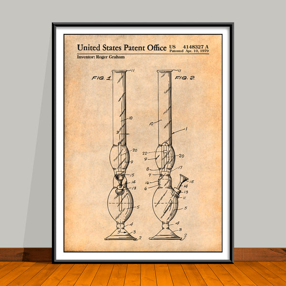 1979 Water Pipe Smoking Device Bong Patent Print - Unframed