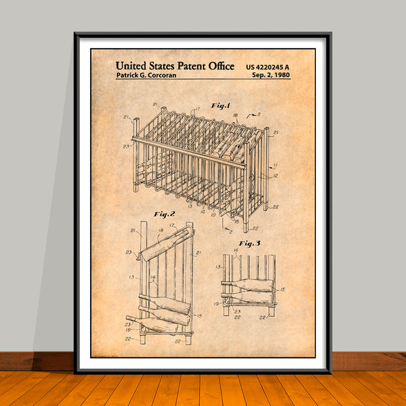 1980 Metal Wine Rack Patent Print - Unframed