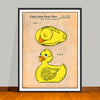 1981 Bendy Toys Colorized Rubber Ducky Patent Print - UNFRAMED
