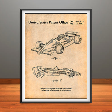 1981 Lotus Formula 1 Race Car Patent Print - Unframed
