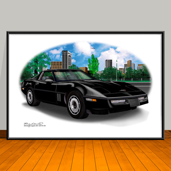 1984 Chevrolet Corvette Car Art Print - 13" X 19" UNFRAMED