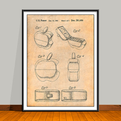 1985 Apple Shaped Flip Phone Patent Print - UNFRAMED