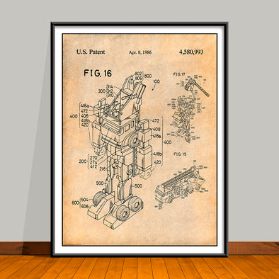 1985 Transformers Robot Fire Truck Patent Print - UNFRAMED