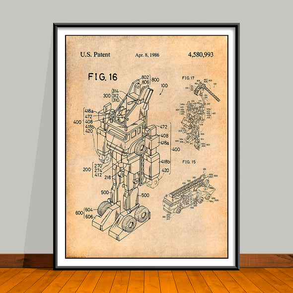 1985 Transformers Robot Fire Truck Patent Print - UNFRAMED