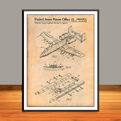 1985 Fairchild Republic A-10 Thunderbolt II Warthog Patent Print - UNFRAMED