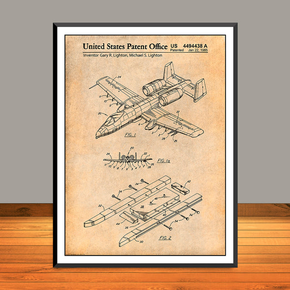1985 Fairchild Republic A-10 Thunderbolt II Warthog Patent Print - UNFRAMED