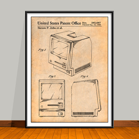 1986 Steve Jobs Original Apple Macintosh Computer Patent Print - Unframed