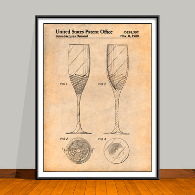 1988 Wine Glass Patent Print - Unframed