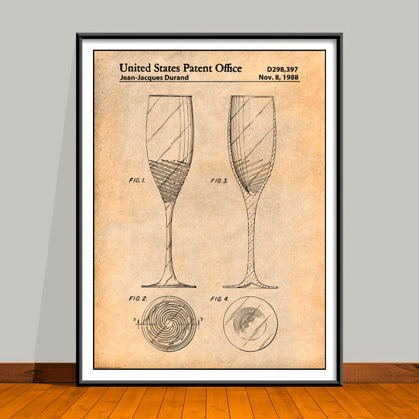 1988 Wine Glass Patent Print - Unframed