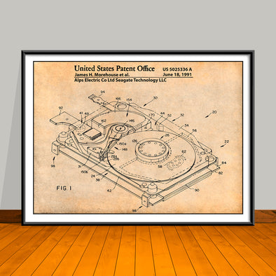 1991 Seagate Computer Hard Drive Horizontal Patent Print Horizontal - UNFRAMED