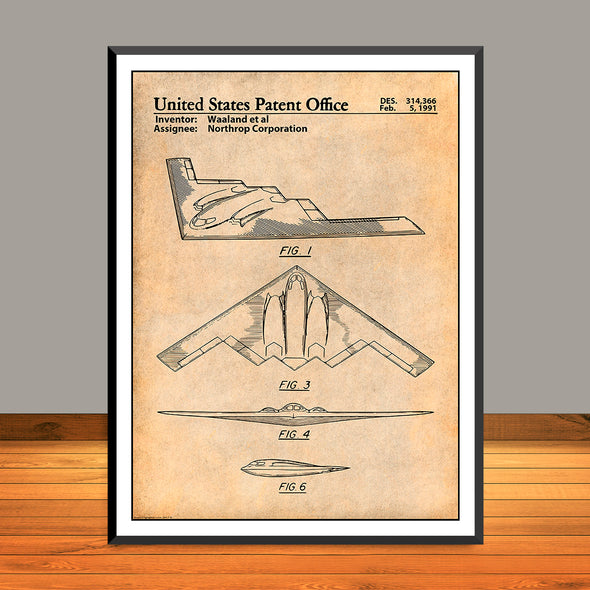 1991 Northrop B-2 Spirit Stealth Bomber Patent Print - UNFRAMED