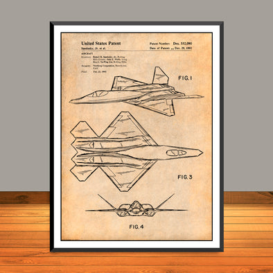 1992 F-22 Raptor Airplane Patent Print - Unframed