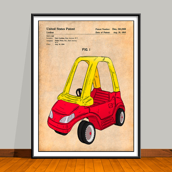 1995 Colorized Toy Car Patent Print - UNFRAMED