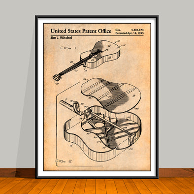 1995 Martin Guitar Patent Print - Unframed
