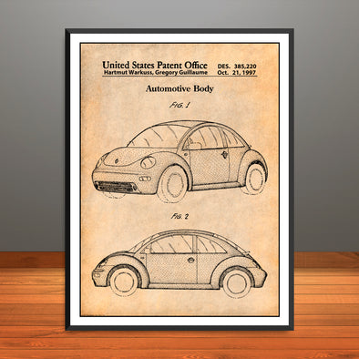 1997 VW Volkswagen Automotive Body Patent Print - Unframed