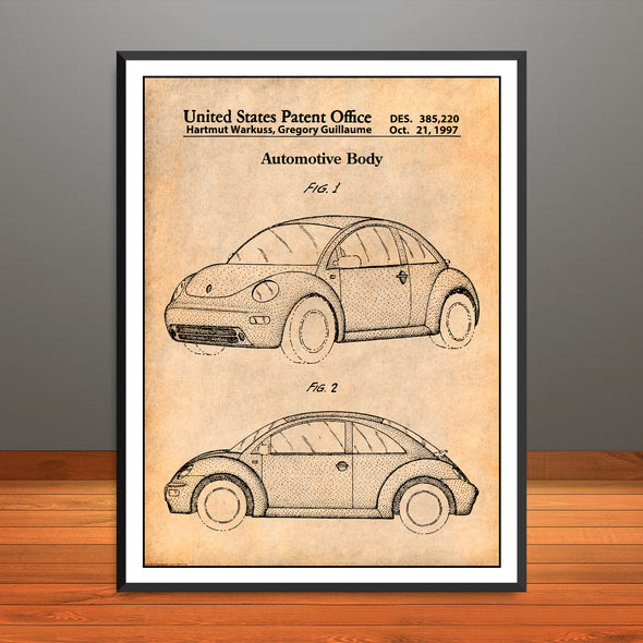 1997 VW Volkswagen Automotive Body Patent Print - Unframed
