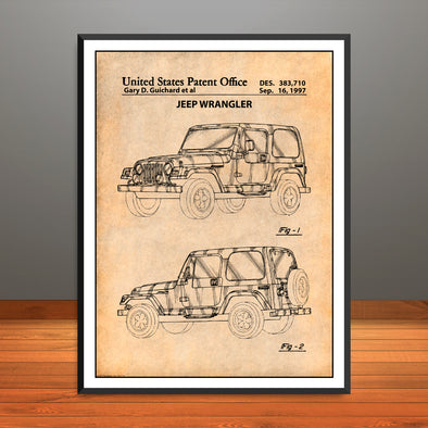 1997 Jeep Wrangler Patent Print - Unframed