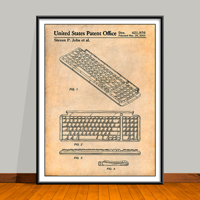 2000 Steve Jobs Apple Computer Keyboard Patent Print - UNFRAMED