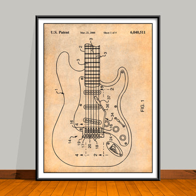 2000 Fender Stratocaster Patent Print - Unframed