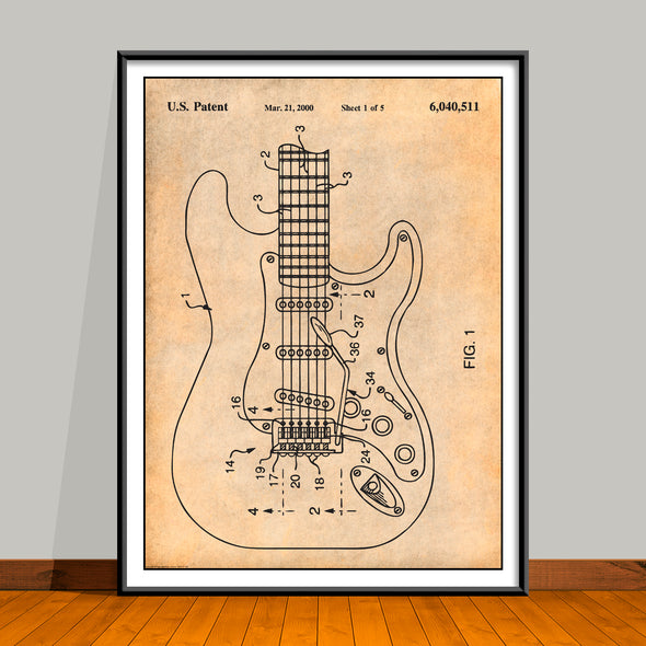 2000 Fender Stratocaster Patent Print - Unframed