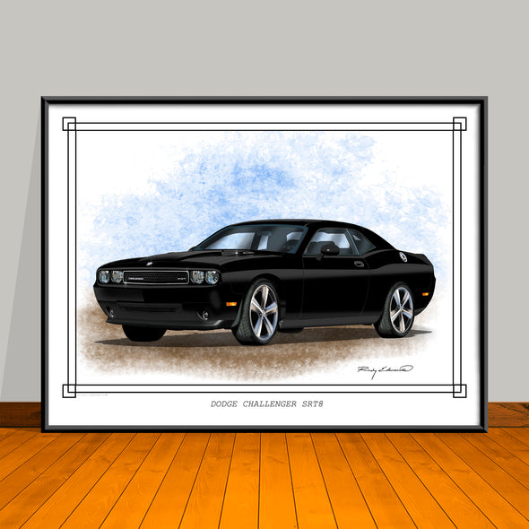 2008 2014 Dodge Challenger SRT8 Muscle Car Art Print - 18" X 24" UNFRAMED