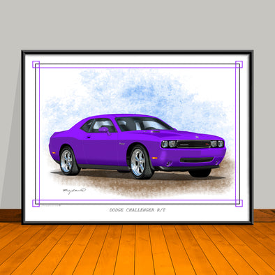 2008 2023 Dodge Challenger R/T Art Print - 18" X 24" UNFRAMED