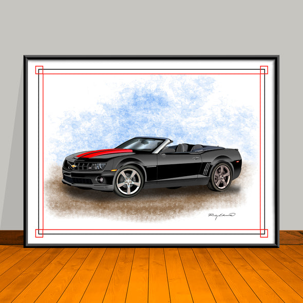 2010-11-12 Chevrolet Camaro SS Stripe Options Muscle Car Art Print 18" X 24" UNFRAMED
