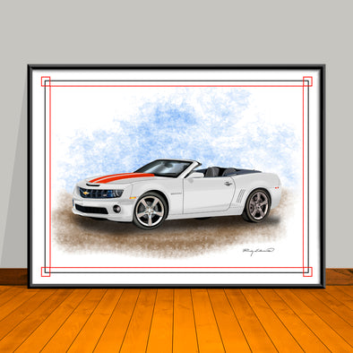 2010-11-12 Chevrolet Camaro SS Stripe Options Muscle Car Art Print 18" X 24" UNFRAMED