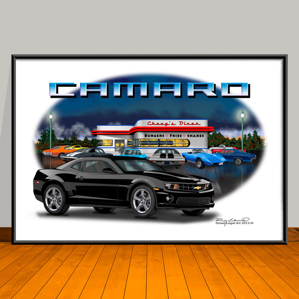2010 2011 Chevrolet Camaro Diner Muscle Car Art Print 13" X 19" UNFRAMED
