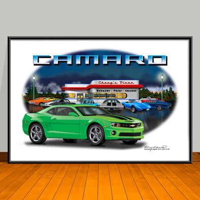 2010 2011 Chevrolet Camaro Diner Muscle Car Art Print 13" X 19" UNFRAMED
