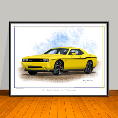2012 Dodge Challenger SRT Yellow Jacket Art Print - 18" X 24" UNFRAMED