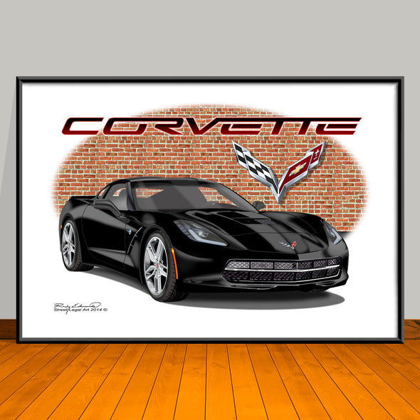 2014 Chevrolet Corvette Stingray Car Art Print - 13" X 19" UNFRAMED