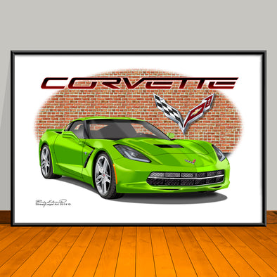 2014 Chevrolet Corvette Stingray Car Art Print - 13" X 19" UNFRAMED