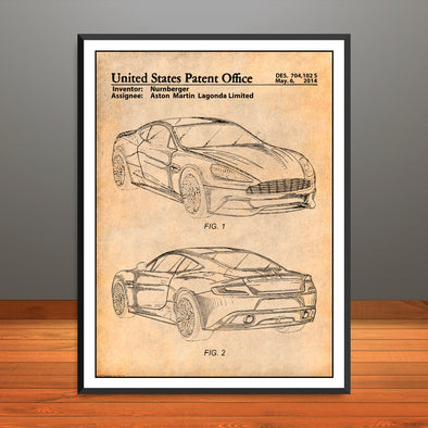 2014 Aston Martin Lagonda Saloon Patent Print - Unframed