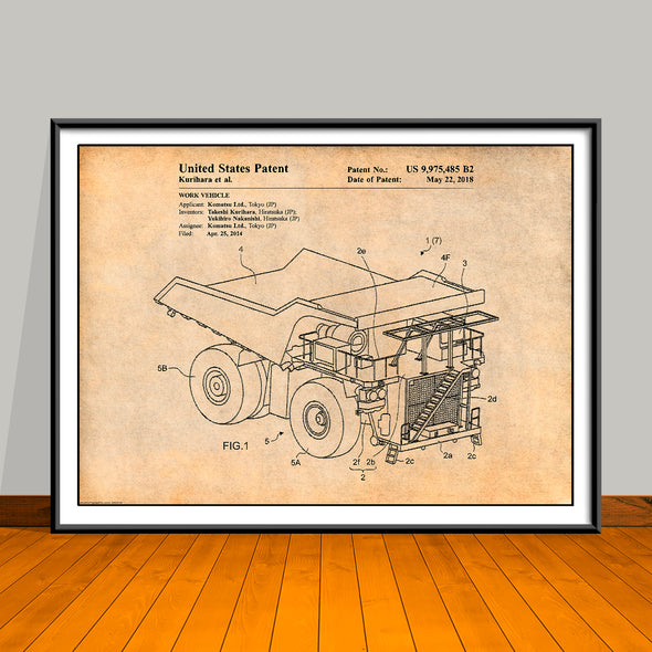 2018 Komatsu Dump Truck Patent Print - Unframed