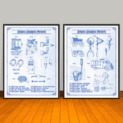 Vintage African American Patent Prints Collage Set - UNFRAMED