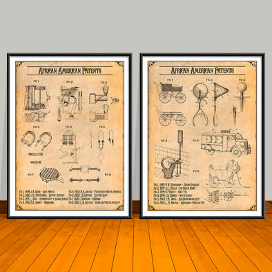 Vintage African American Patent Prints Collage Set - UNFRAMED