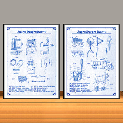 Vintage African American Patent Prints Collage Set - UNFRAMED