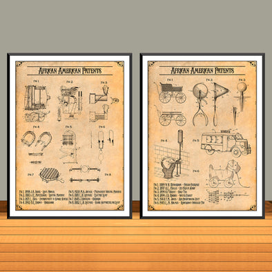Vintage African American Patent Prints Collage Set - UNFRAMED