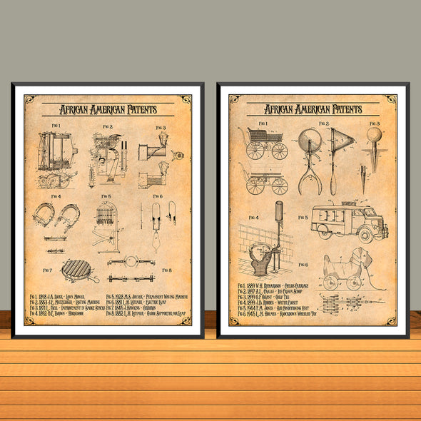 Vintage African American Patent Prints Collage Set - UNFRAMED