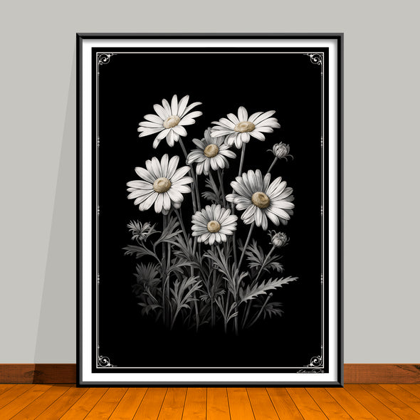 April Birth Flower Art Prints: Featuring the Daisy