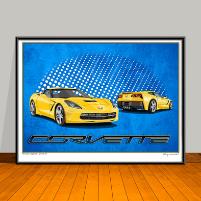 C7 Corvette Car Art Print - 18" X 24" UNFRAMED